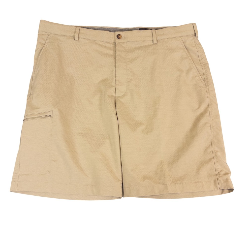 Greg Norman Mens Size 40 Khaki Tan Performance Golf Shorts Zipper Pocket